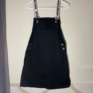 H&M Black Denim Overalls with Logo Strap Suspenders - Size 6